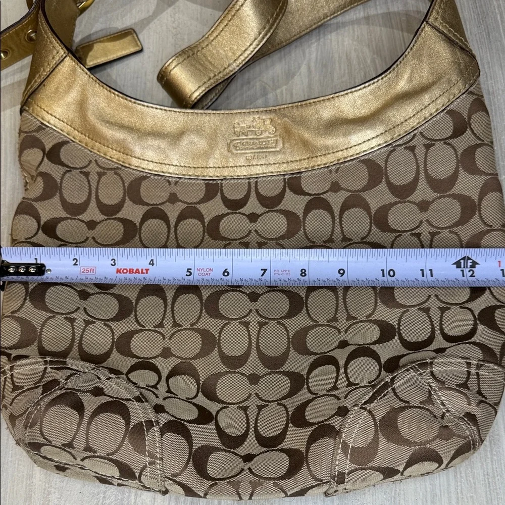 Coach Bleeker Signature Gold and Tan Hobo Bag- EUC